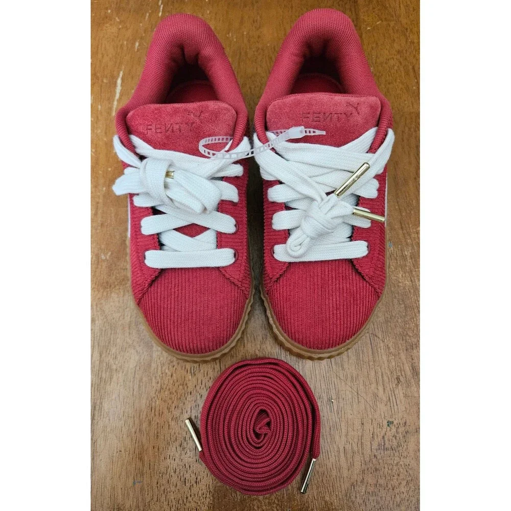Puma X Fenty Creeper Phatty Rihanna Corduroy Red White Kids Shoes Size 3 New